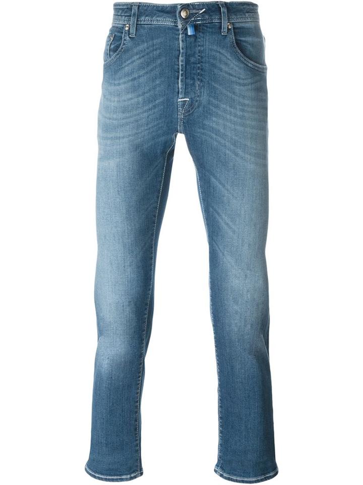 Jacob Cohen Stonewash Effect Skinny Jeans, Men's, Size: 38, Blue, Cotton/polyester/spandex/elastane
