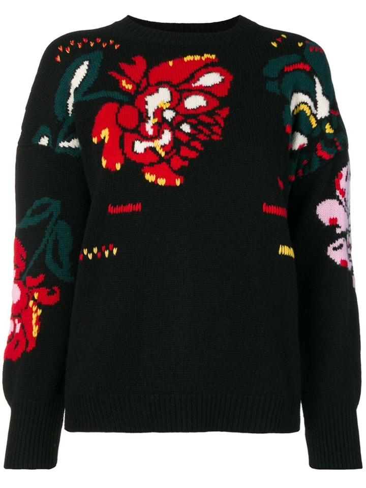 Ermanno Scervino Floral Intarsia Jumper - Black