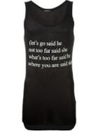 Ann Demeulemeester Quote Print Tank Top - Black