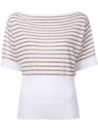 Scanlan Theodore Striped Boat Neck Sweater, Size: Medium/large, White, Linen/flax