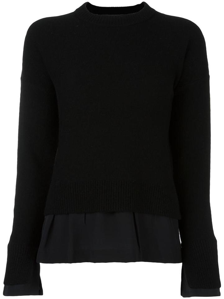 Joseph Inset Detail Jumper, Women's, Size: Small, Black, Silk/cashmere/wool