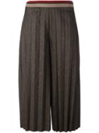 Aviù Pleated Cropped Trousers, Women's, Size: 42, Brown, Polyester/spandex/elastane/viscose