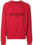 Balmain Logo Printed Sweatshirt - Red
