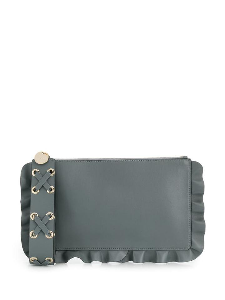 Red Valentino Red(v) Rock Ruffles Clutch - Grey