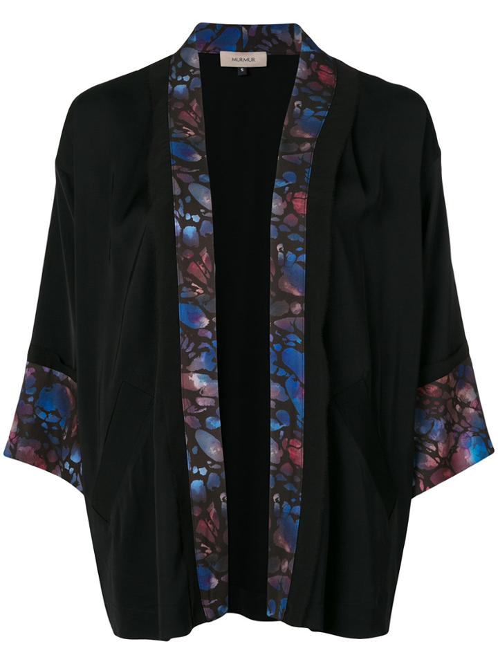 Murmur Printed Panel Kimono Jacket - Black