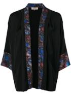 Murmur Printed Panel Kimono Jacket - Black