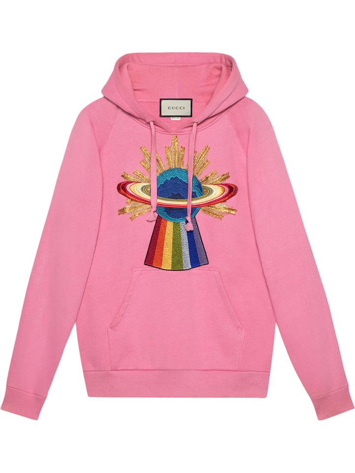 Gucci Embroidered Hooded Sweatshirt - Pink & Purple