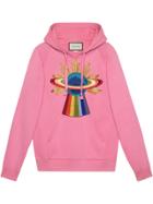 Gucci Embroidered Hooded Sweatshirt - Pink & Purple