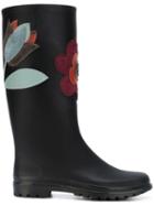Red Valentino Flower Patch Rubber Boots