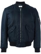 Saint Laurent Classic Bomber Jacket, Men's, Size: 48, Blue, Cotton/polyamide/wool