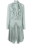 Chloé Ruffled Dress, Women's, Size: 38, Blue, Silk/polyester