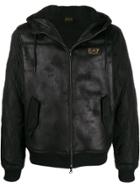 Ea7 Emporio Armani Quilted-sleeves Hooded Jacket - Black