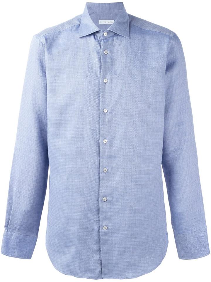 Etro Button Down Shirt, Men's, Size: 38, Blue, Cotton
