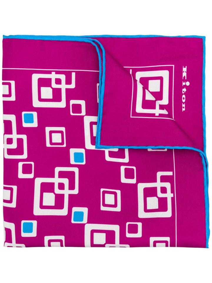 Kiton Square Printed Scarf - Pink