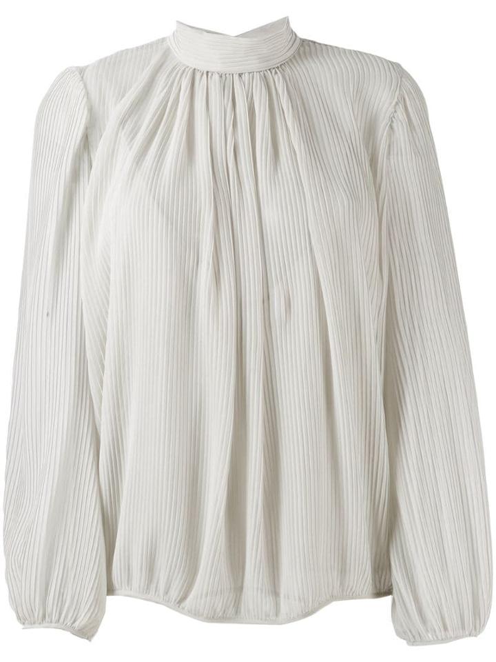 Indress High-neck Pleated Blouse - Neutrals