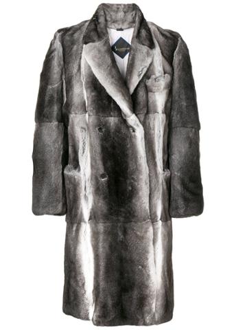Billionaire Double Breasted Fur Coat - Grey