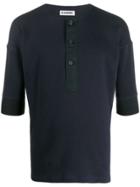 Jil Sander Round Neck Henley T-shirt - Blue