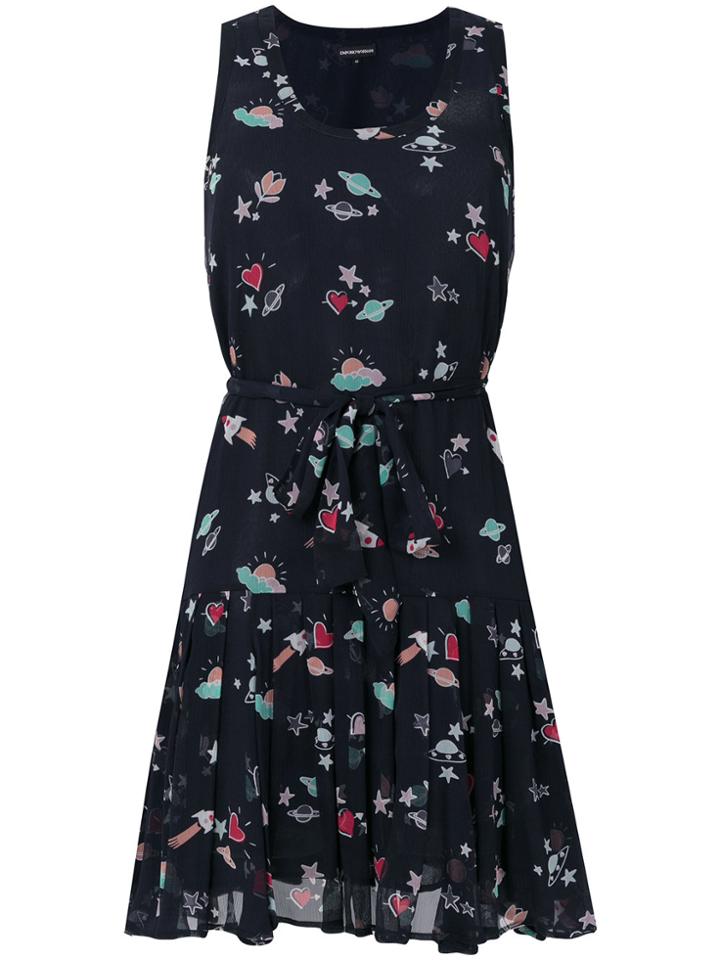 Emporio Armani Heart And Planet Print Dress - Blue