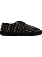 Saint Laurent Embroidered Lace-up Espadrilles - Black