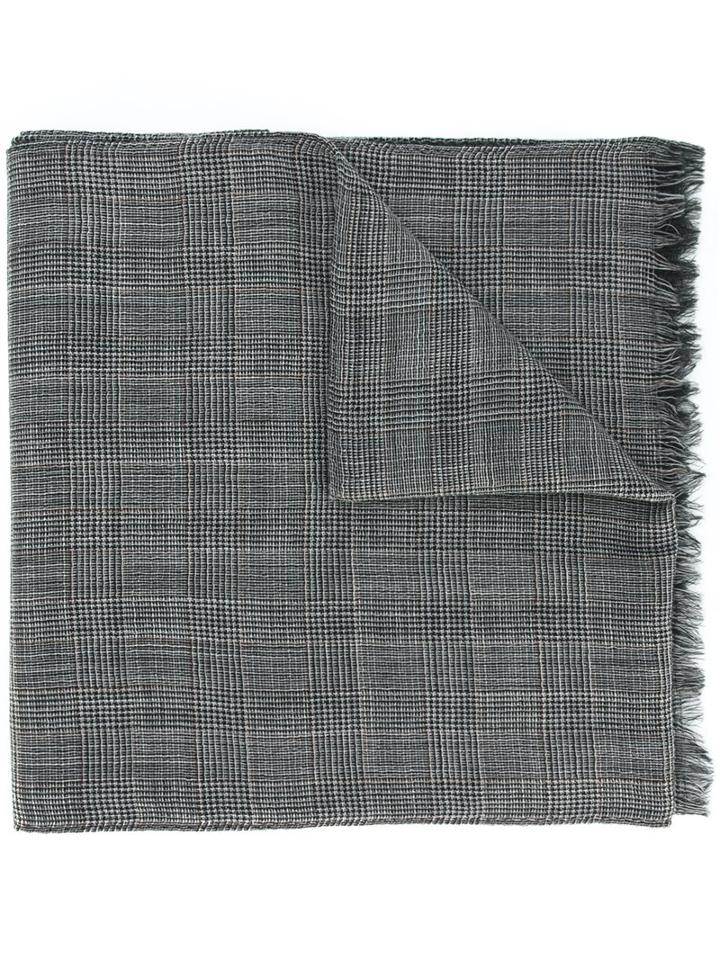 Maison Margiela Checked Scarf, Men's, Grey, Wool