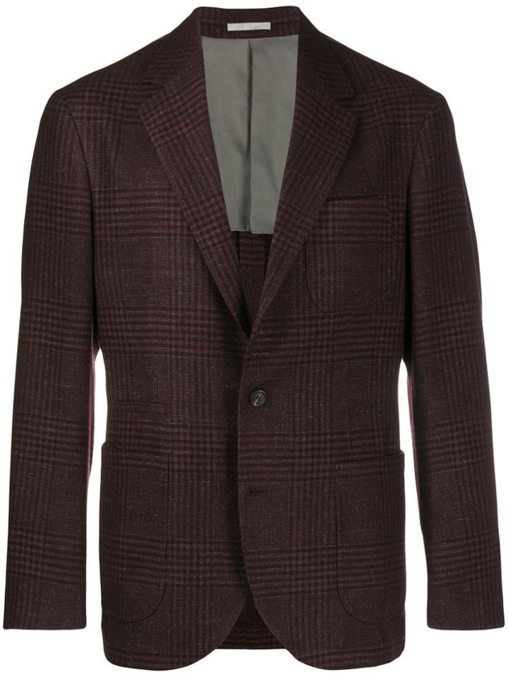 Brunello Cucinelli Check Single-breasted Blazer - Red