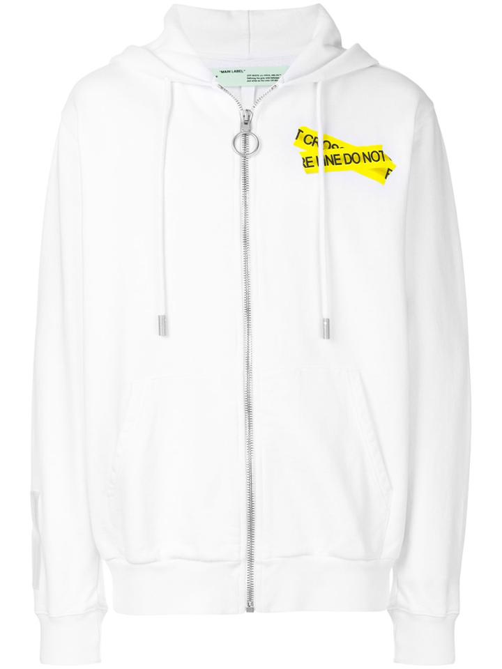 Off-white Zipped Fire Tape Hoodie
