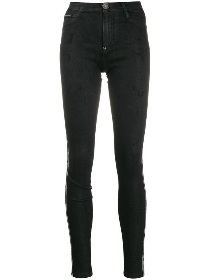 Philipp Plein Crystal Embellished Skinny Jeans - Black