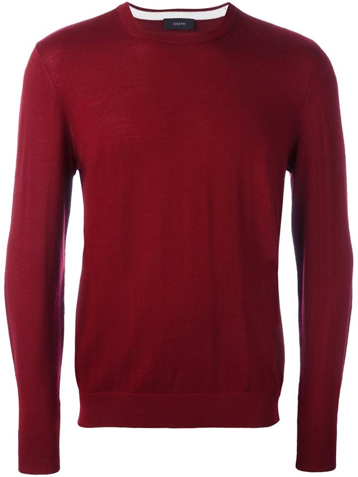 Joseph Fine Knit Jumper, Men's, Size: Medium, Red, Lamb Skin/merino