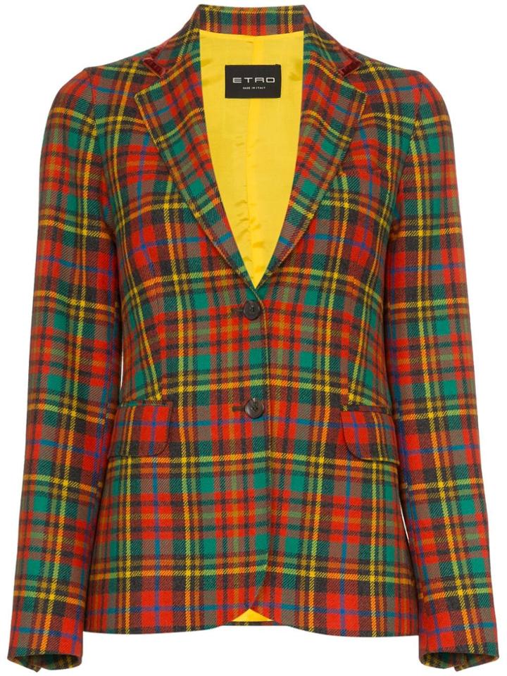 Etro Single Breasted Check Print Wool Blazer - Unavailable