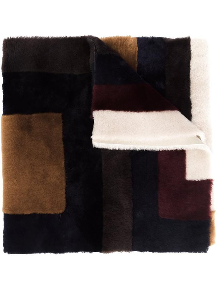 Gabriela Hearst Geometric Pattern Asymmetric Poncho, Women's, Leather/lamb Fur