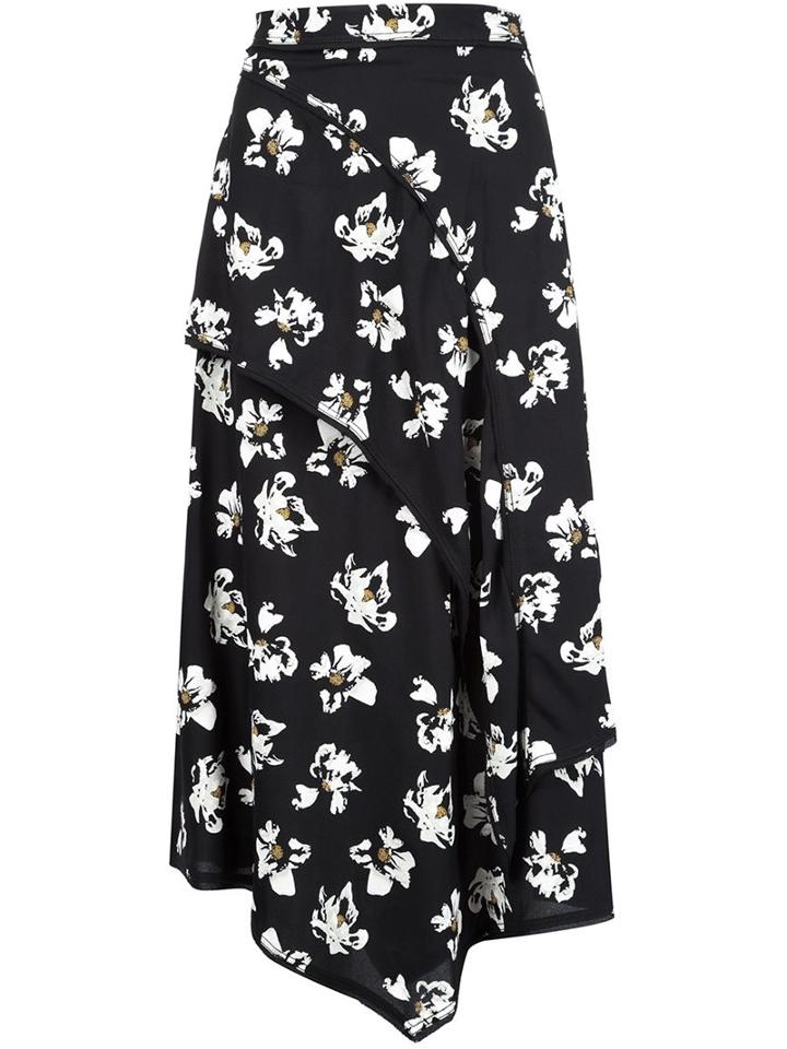 Proenza Schouler Asymmetric Flower Print Skirt