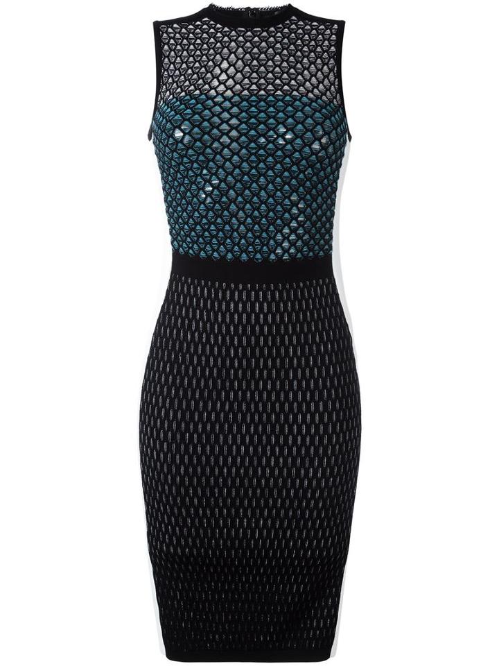 Versace Honeycomb Stitched Effect Dress, Women's, Size: 40, Black, Viscose/polyamide/polyester/cotton