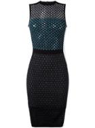 Versace Honeycomb Stitched Effect Dress, Women's, Size: 40, Black, Viscose/polyamide/polyester/cotton
