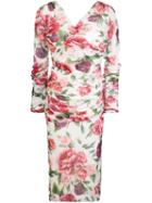 Dolce & Gabbana Floral Fitted Midi Dress - Pink
