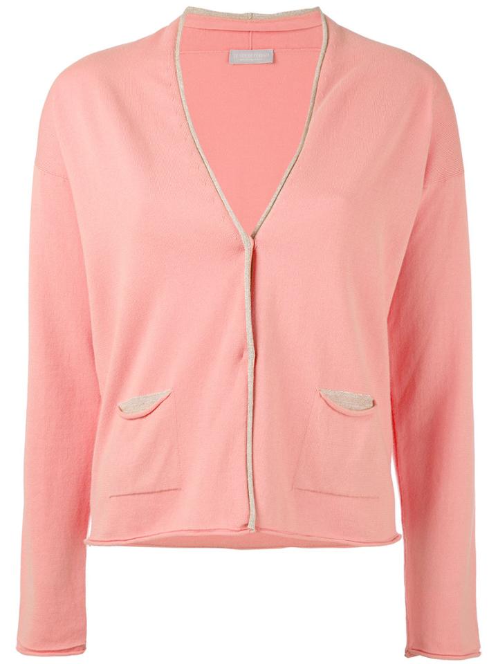 Le Tricot Perugia - Knitted Cardigan - Women - Cotton/polyamide/polyester/viscose - L, Pink/purple, Cotton/polyamide/polyester/viscose