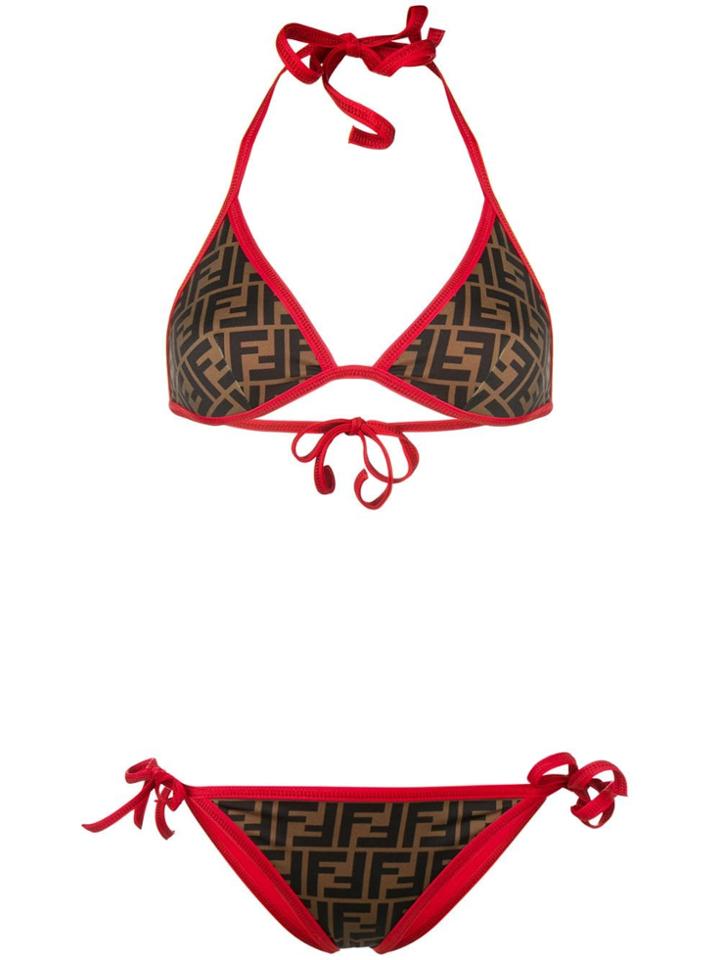 Fendi Logo Printed Bikini Set - Black