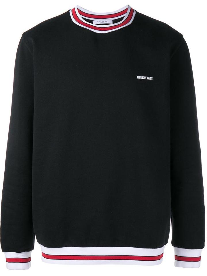 Givenchy Stripe-trim Logo Sweatshirt, Men's, Size: Medium, Black, Polyester/wool
