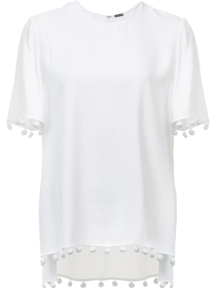 Adam Lippes Crepe Fringe Top, Women's, Size: 0, White, Polyester/viscose
