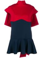 Atu Body Couture Contrast Ruffle-trim Blouse - Blue