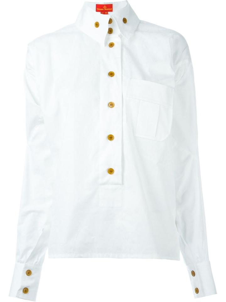 Vivienne Westwood Red Label Oversized Collar Shirt, Women's, Size: 42, White, Cotton