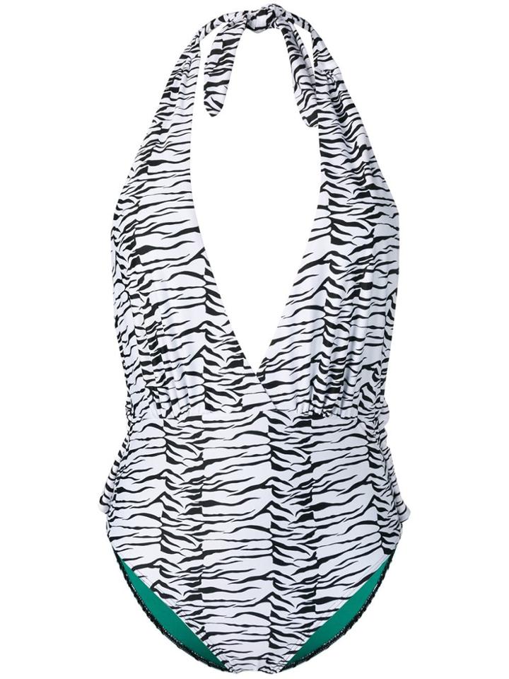 Rixo London Sophie Tiger Print Swimsuit - White