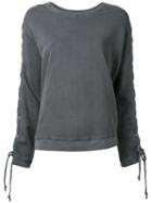 Rta Lace Up Sleeves Top, Women's, Size: Small, Grey, Cotton