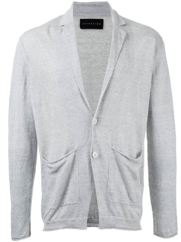 Estnation - Front Pocket Cardigan - Men - Linen/flax - L, Grey, Linen/flax