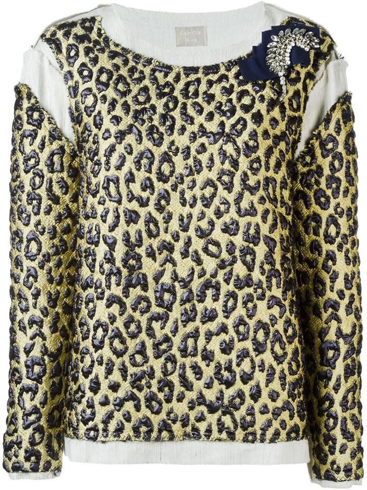 Lanvin Embellished Jumper, Women's, Size: 36, Nude/neutrals, Brass/linen/flax/cotton/viscose