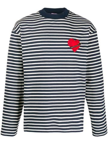 Palm Angels Striped Heart Patch Sweatshirt - Blue