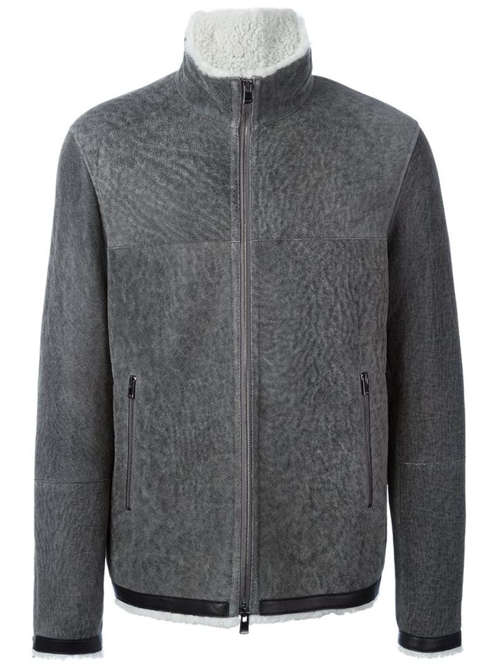 Drome Zipped Shearling Jacket, Men's, Size: Xl, Grey, Lamb Fur/lamb Skin