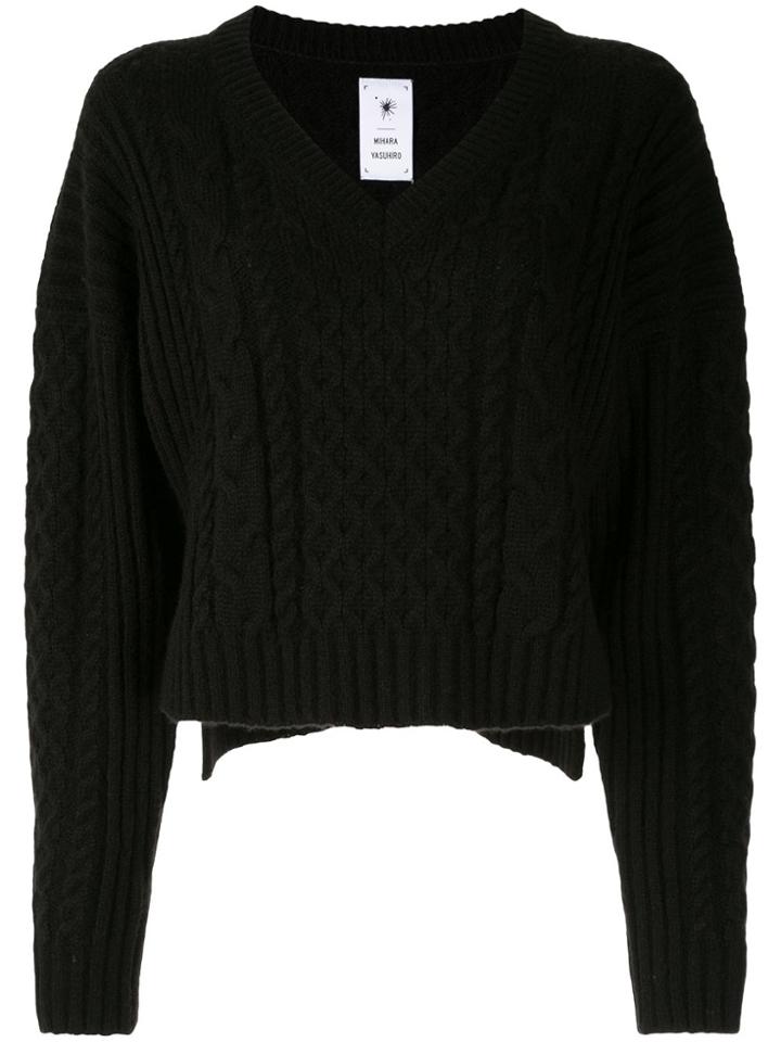 Maison Mihara Yasuhiro Cable-knit Cropped Jumper - Black