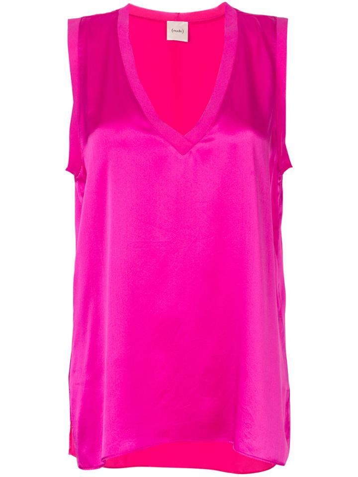 Nude V-neck Tank Top - Pink & Purple