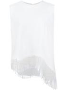 Comme Des Garçons Noir Kei Ninomiya Curved Fringed Hem Top, Women's, Size: Large, White, Cupro/polyester