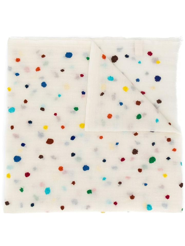 Altea Embroidered Spot Detail Scarf - Neutrals